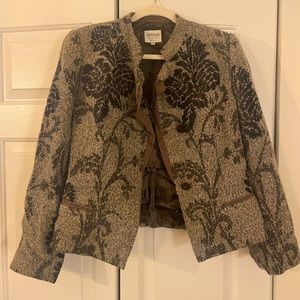 Vintage designer Armani grey embroidered blazer jacket with floral detail